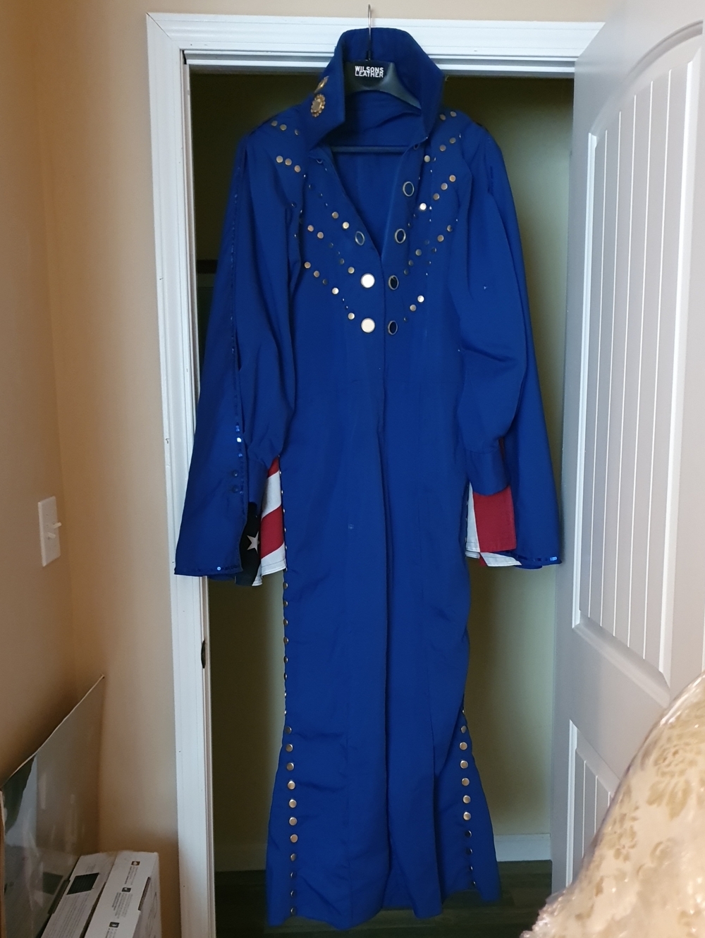 Elvis Presley Inspired Royal Blue Grommet Detail Jumpsuit Costume